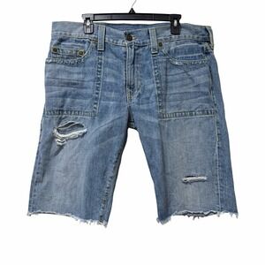 True Religion Ricky Big T Shorts Mens 38 Light Wash Denim Relaxed Y2K Skater